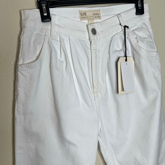 Current Elliot Arroyo Mom Jeans 27 Womens Blanc Wash White Pleated Tapered New - Picture 11 of 12